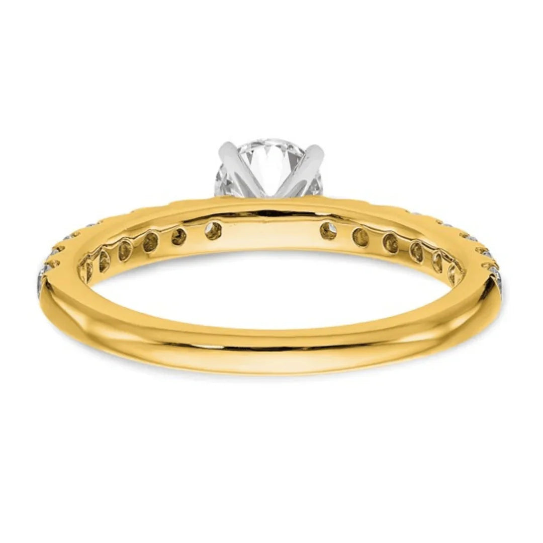 14K Gold Lab Diamond Solitaire Pave Ring - Fine Diamond