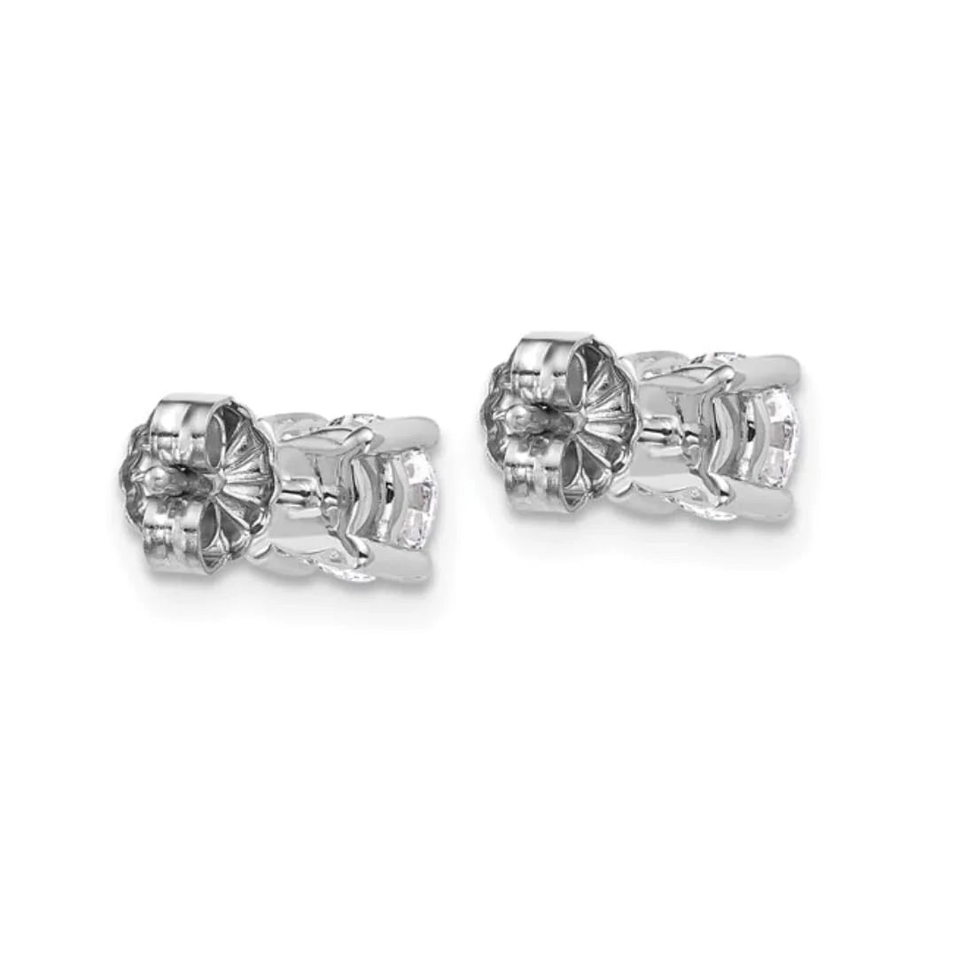 14K White Gold Lab Grown Diamond Round Shaped Stud Earrings - Fine Diamond
