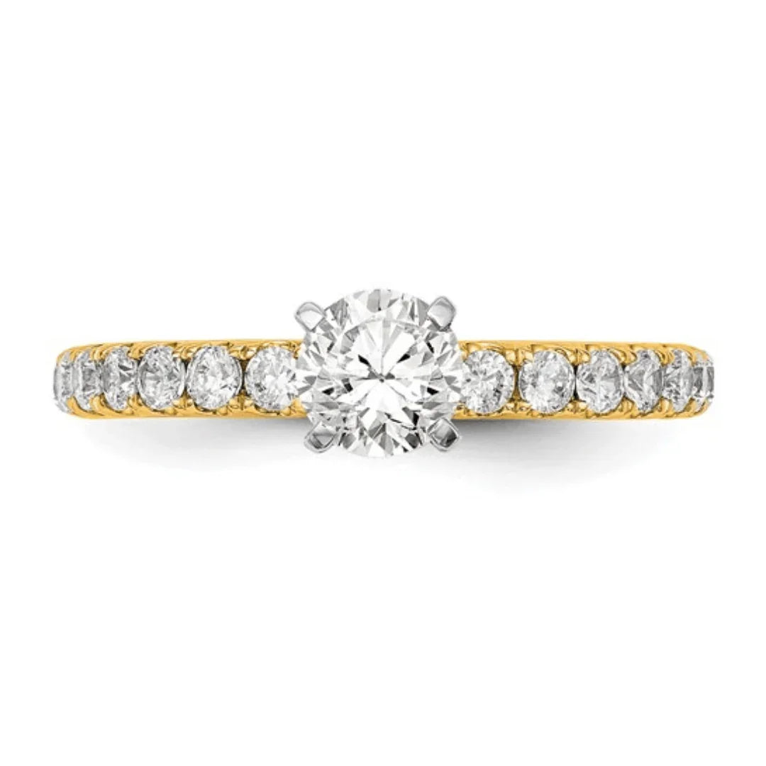 14K Gold Lab Diamond Solitaire Pave Ring - Fine Diamond