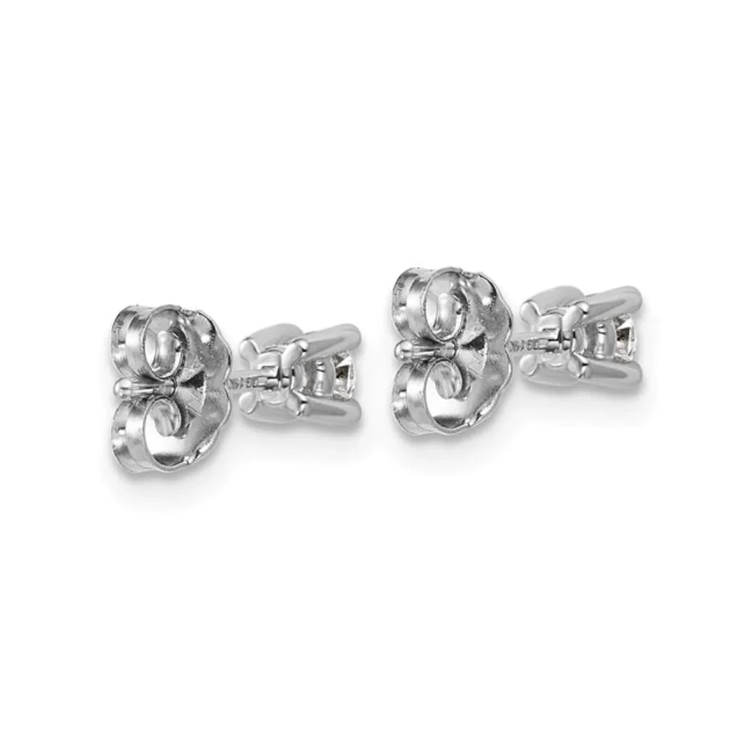 14K White Gold Lab Grown Diamond Round Shaped Diamond Stud Earrings - Fine Diamond
