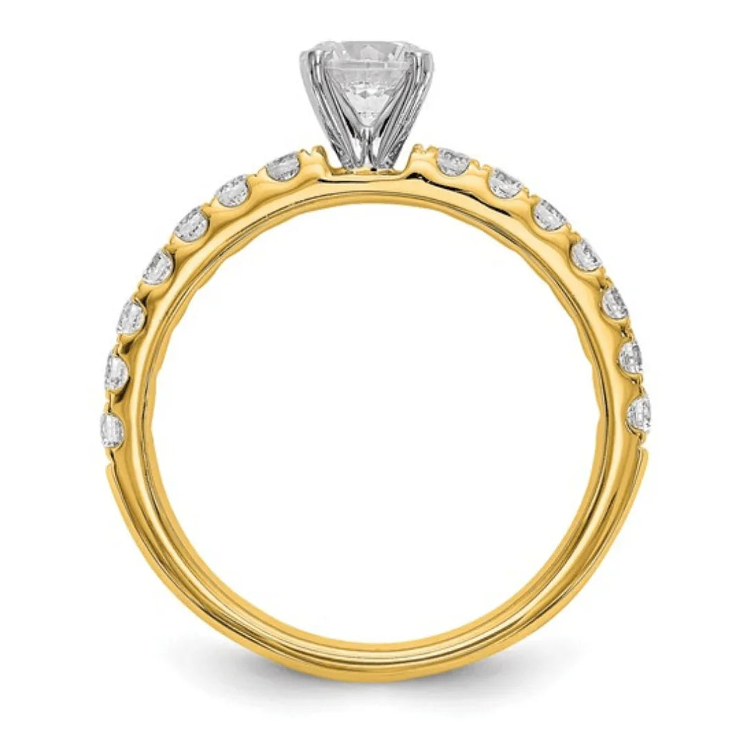 14K Gold Lab Diamond Solitaire Pave Ring - Fine Diamond