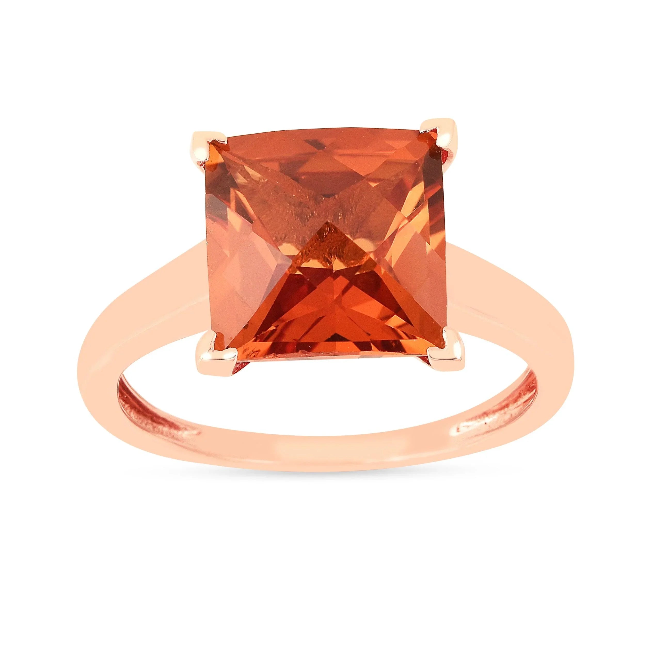 Cushion Peach Sapphire Rose Gold Ring - Fine Diamond