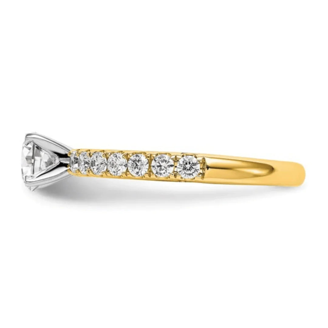 14K Gold Lab Diamond Solitaire Pave Ring - Fine Diamond