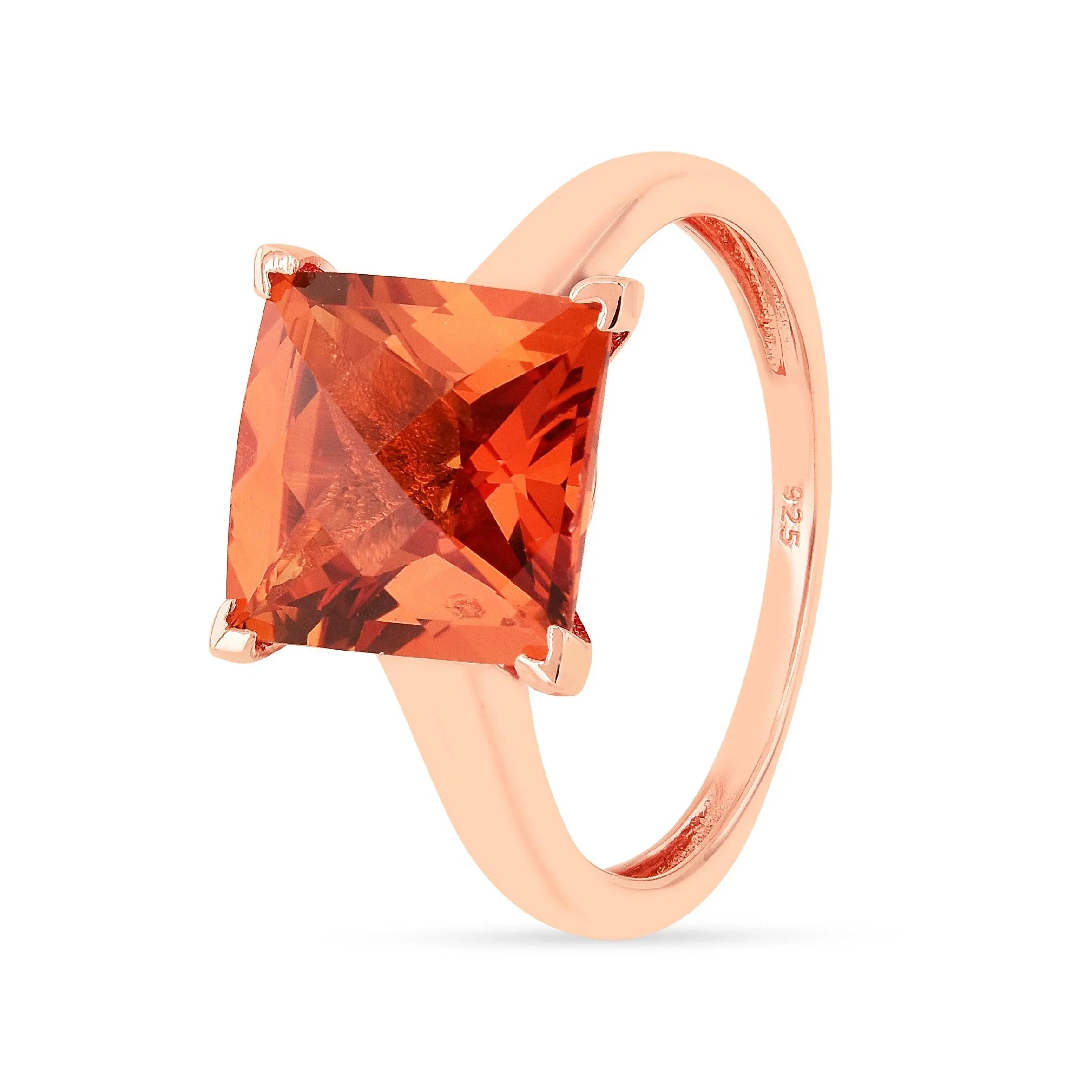 Cushion Peach Sapphire Rose Gold Ring - Fine Diamond