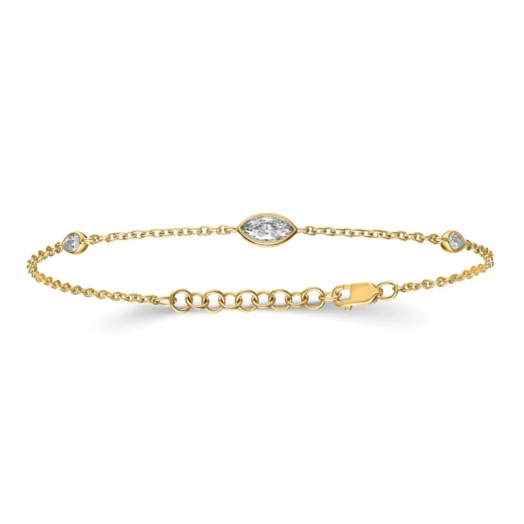 14K Yellow Gold 1/2 carat Lab Grown Diamond Cable Bracelet - Fine Diamond