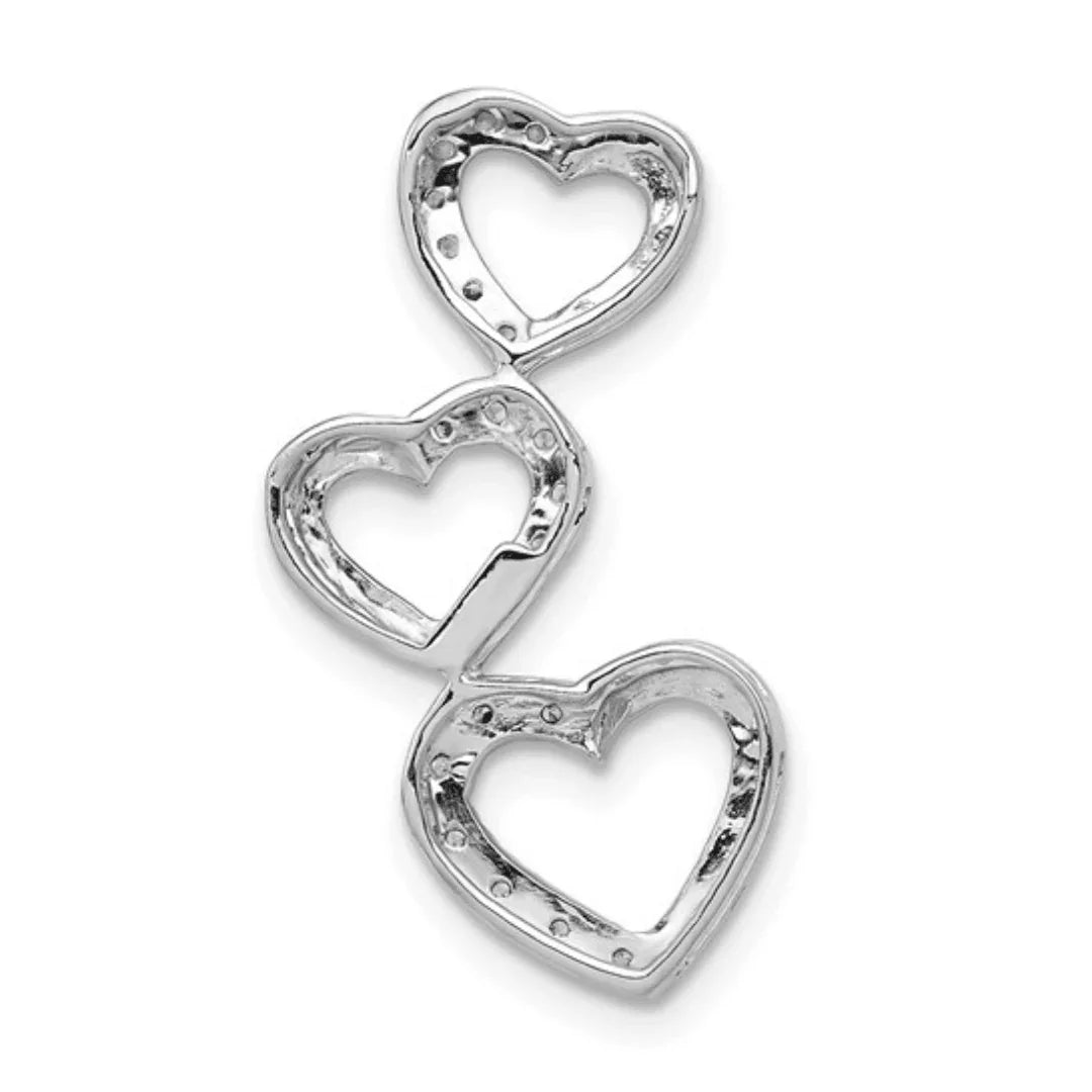 14K White Gold Lab Grown Diamond Triple Heart Pendant - Fine Diamond