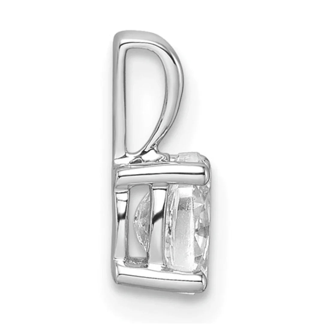 14K White Gold Lab Grown Diamond Oval Solitaire Pendant - Fine Diamond
