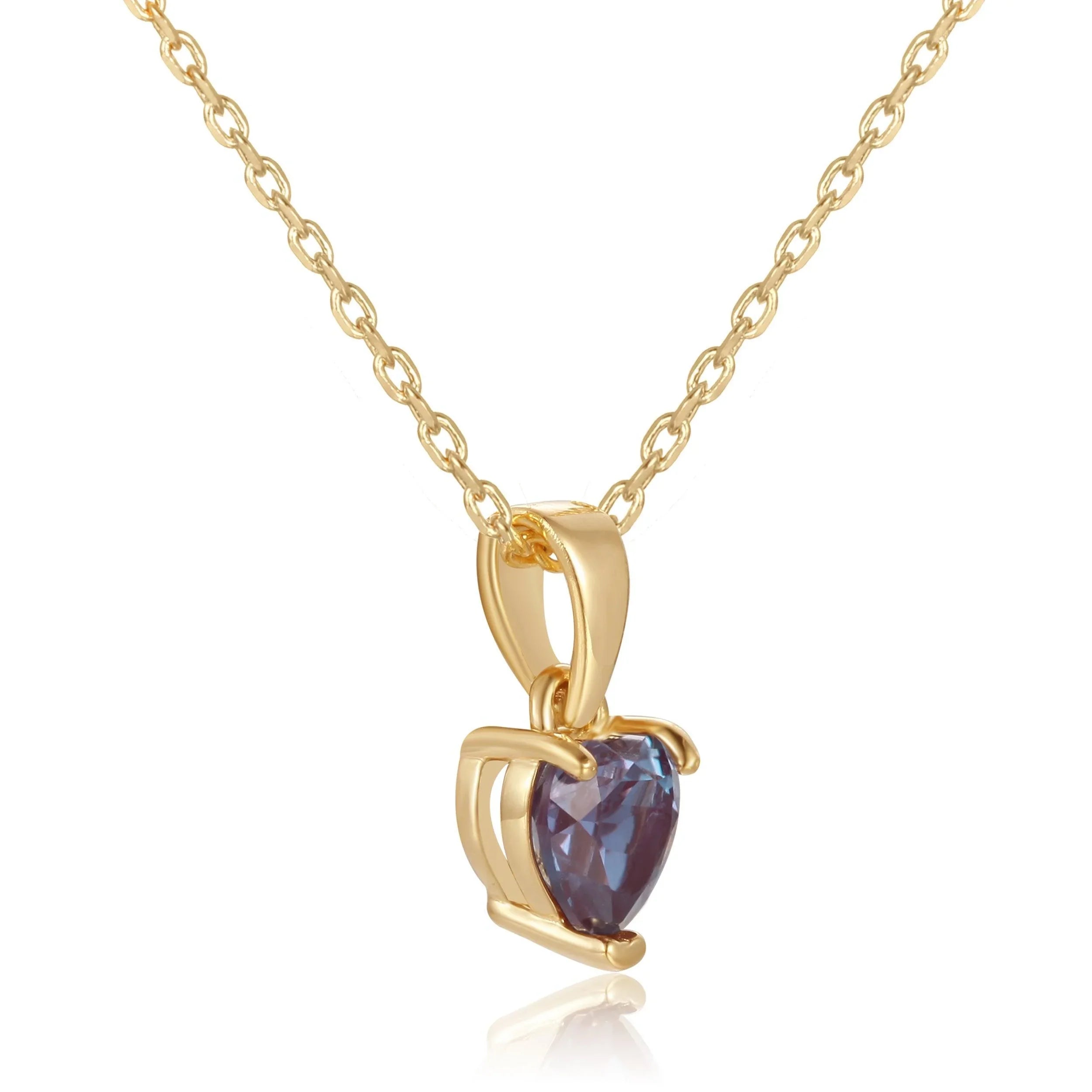 Alexandrite Yellow Gold Heart Necklace - Fine Diamond