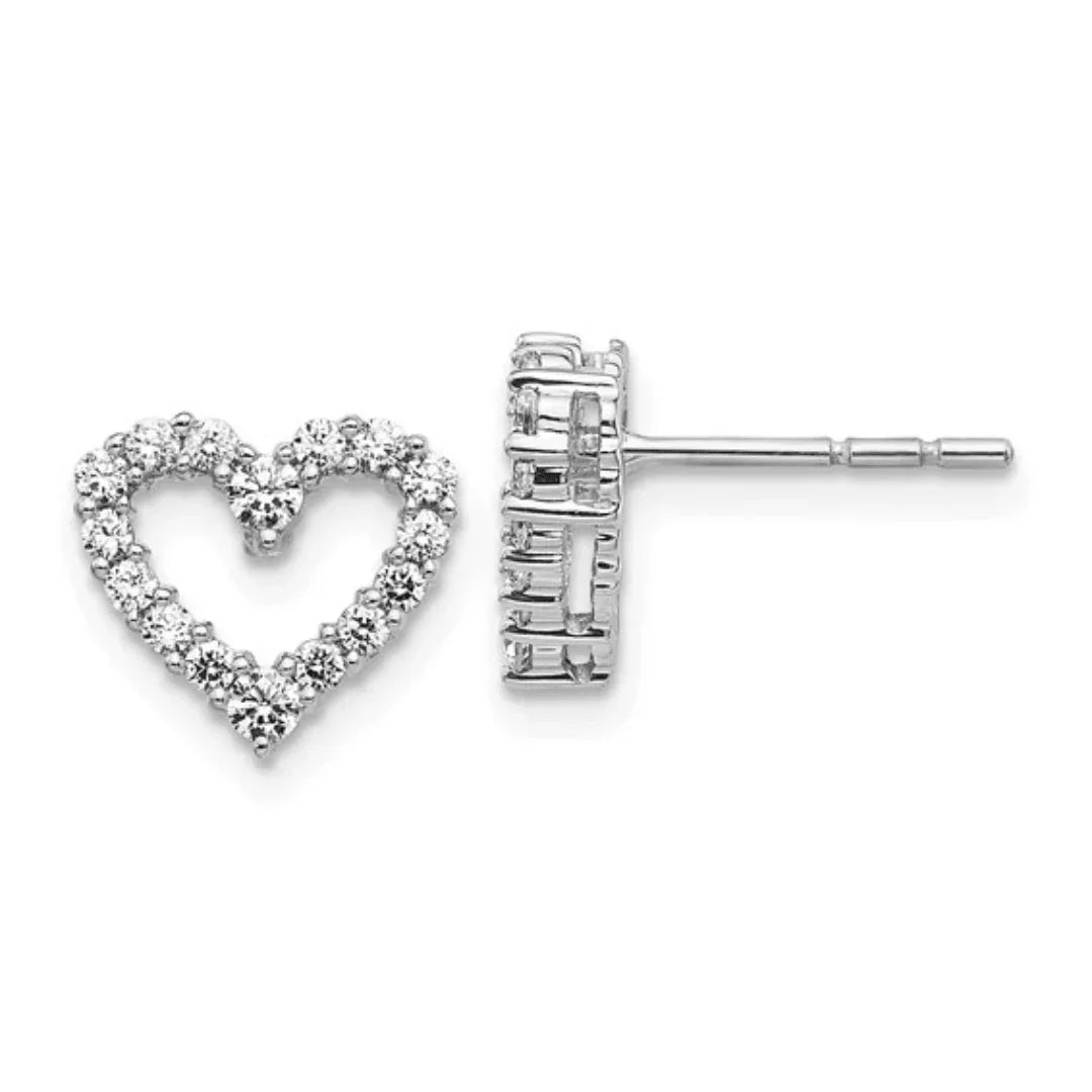 10K White Gold Lab Grown Diamond Heart Stud Earrings - Fine Diamond