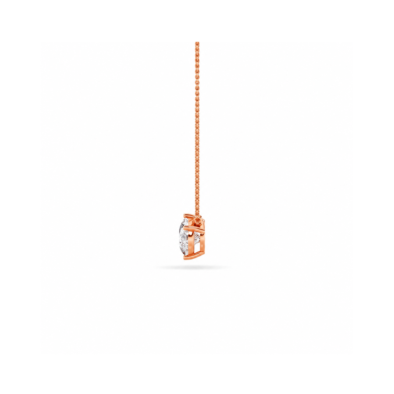 Pear Lab Grown Diamond (F/VS) Prong 14K Rose Gold East West Solitaire Cable Chain Necklace