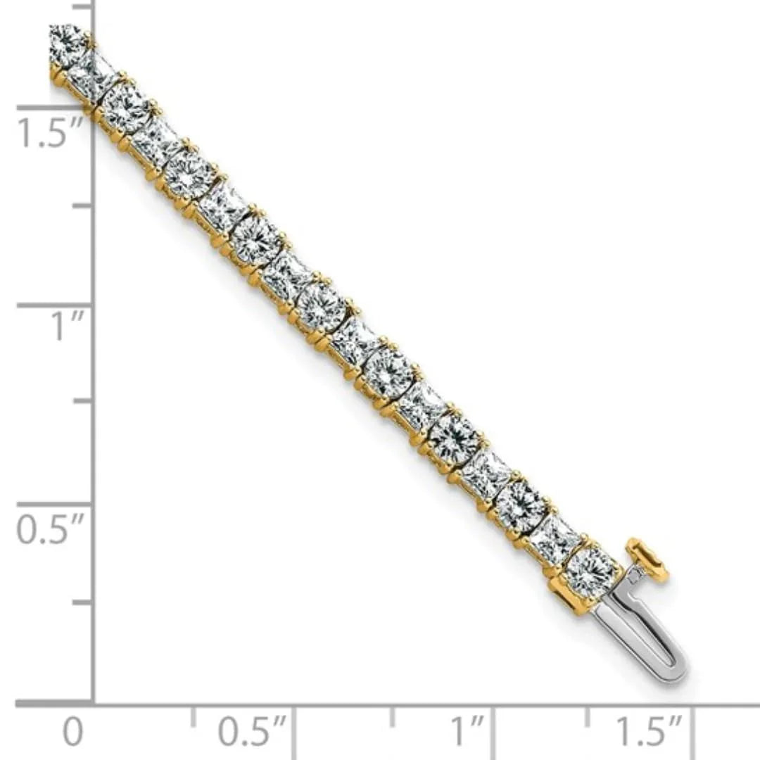14k Yellow Gold Lab Diamond Tennis Bracelet 7 Carat - Fine Diamond