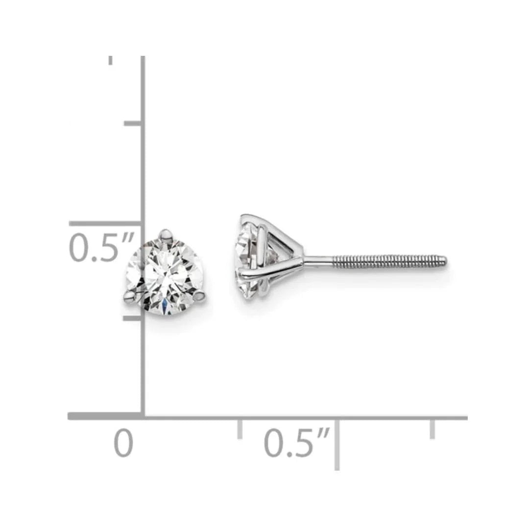 14K White Gold Lab Round Shaped Diamond Stud Earring - Fine Diamond