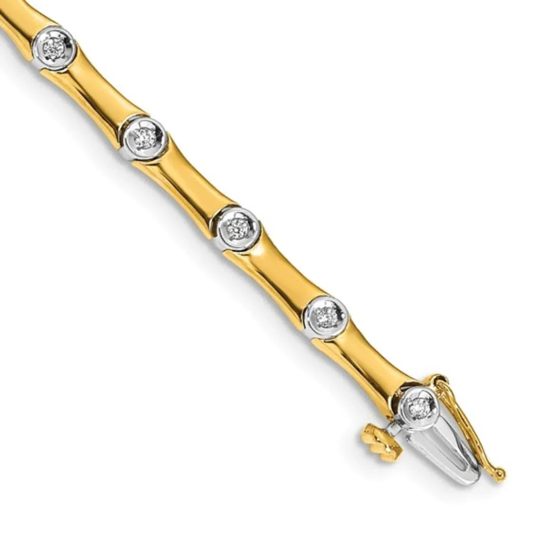 14k Two Tone Gold 1/4 Carat Lab Diamond Bracelet - Fine Diamond