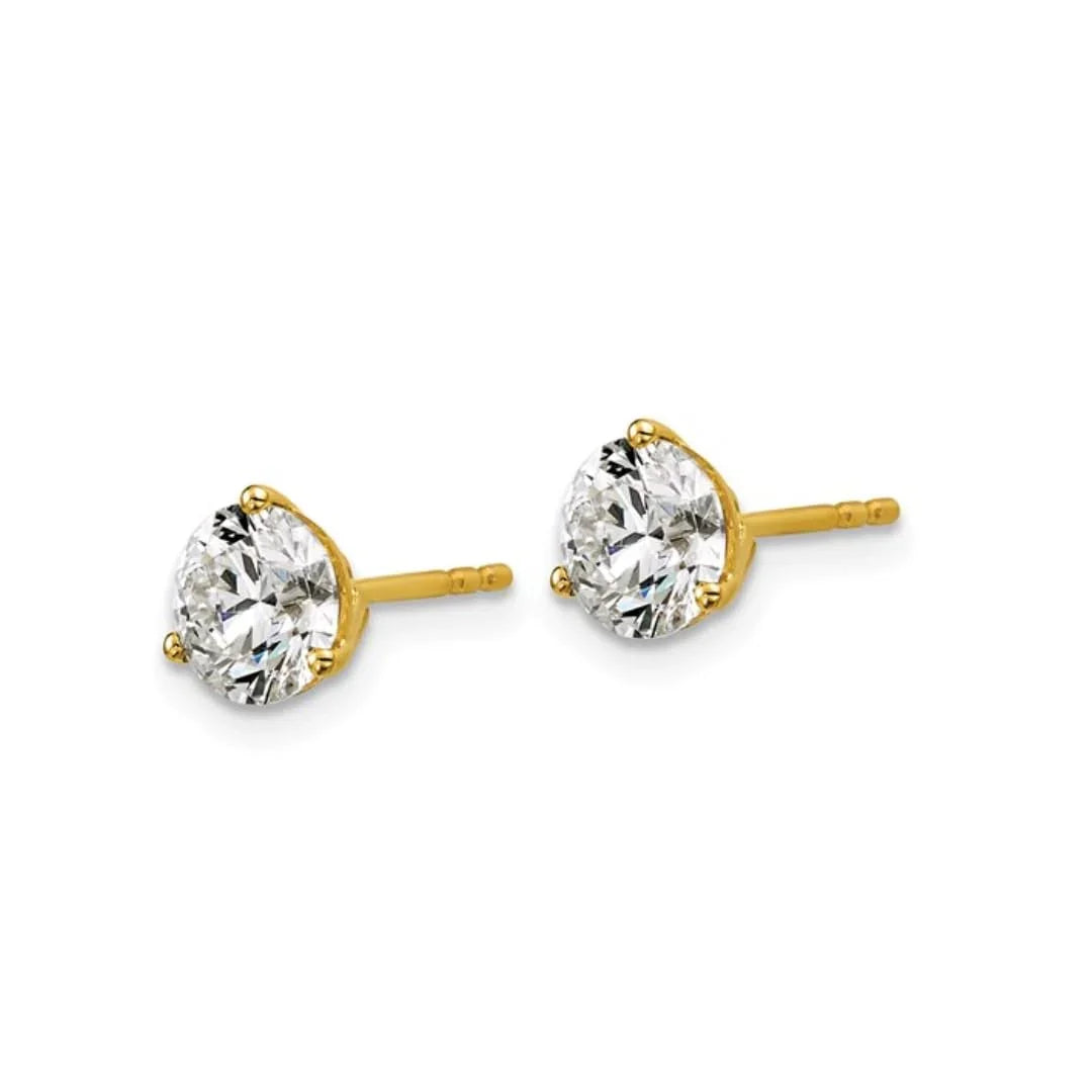 14K Yellow Gold Lab Grown Diamond Round Shaped Stud Earrings - Fine Diamond