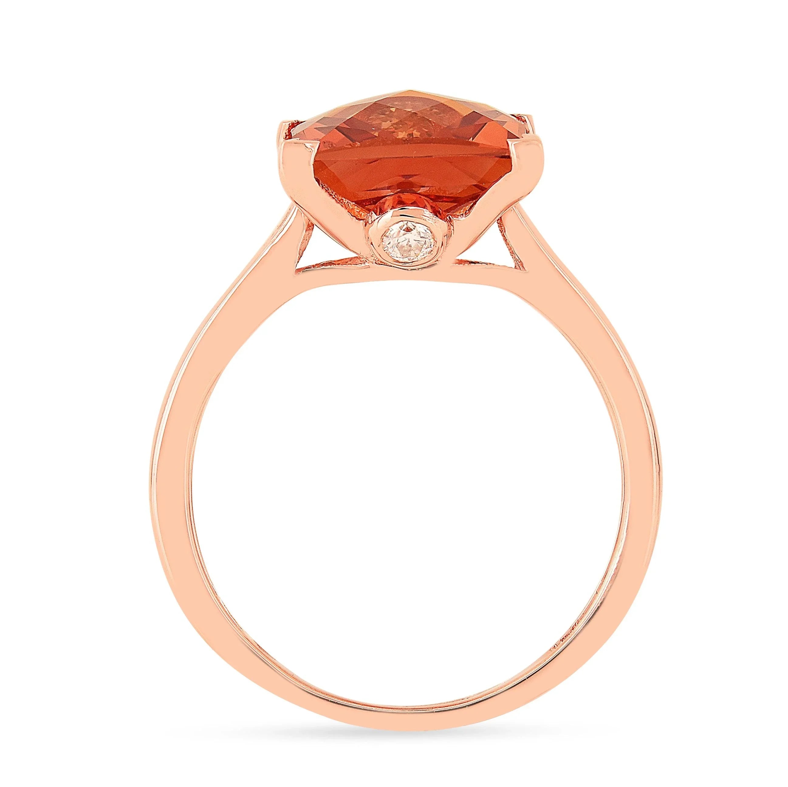 Cushion Peach Sapphire Rose Gold Ring - Fine Diamond