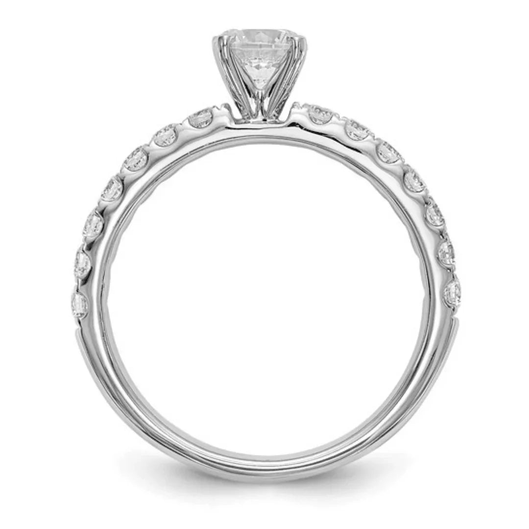 14K White Gold Lab Diamond Solitaire Pave Ring - Fine Diamond
