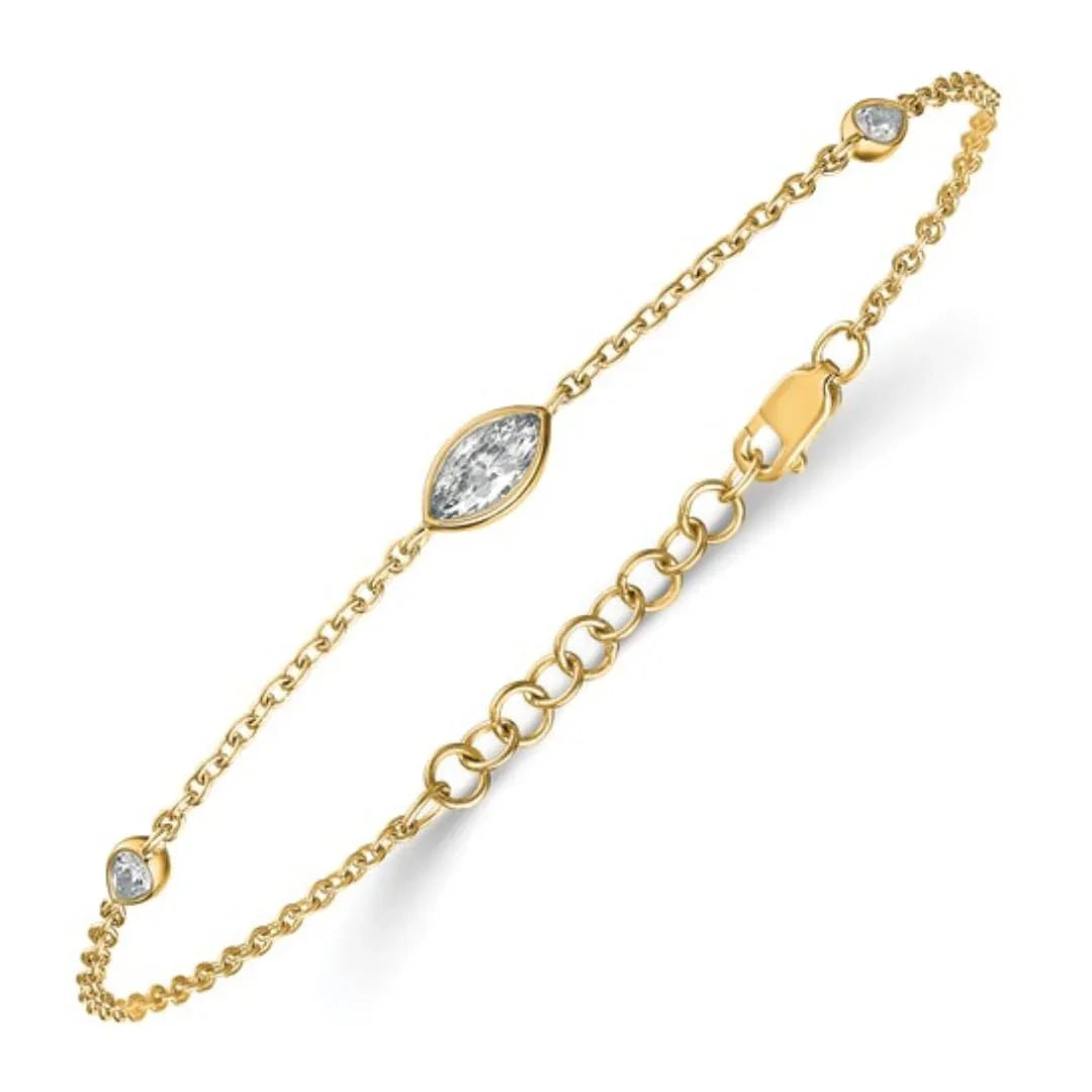 14K Yellow Gold 1/2 carat Lab Grown Diamond Cable Bracelet - Fine Diamond