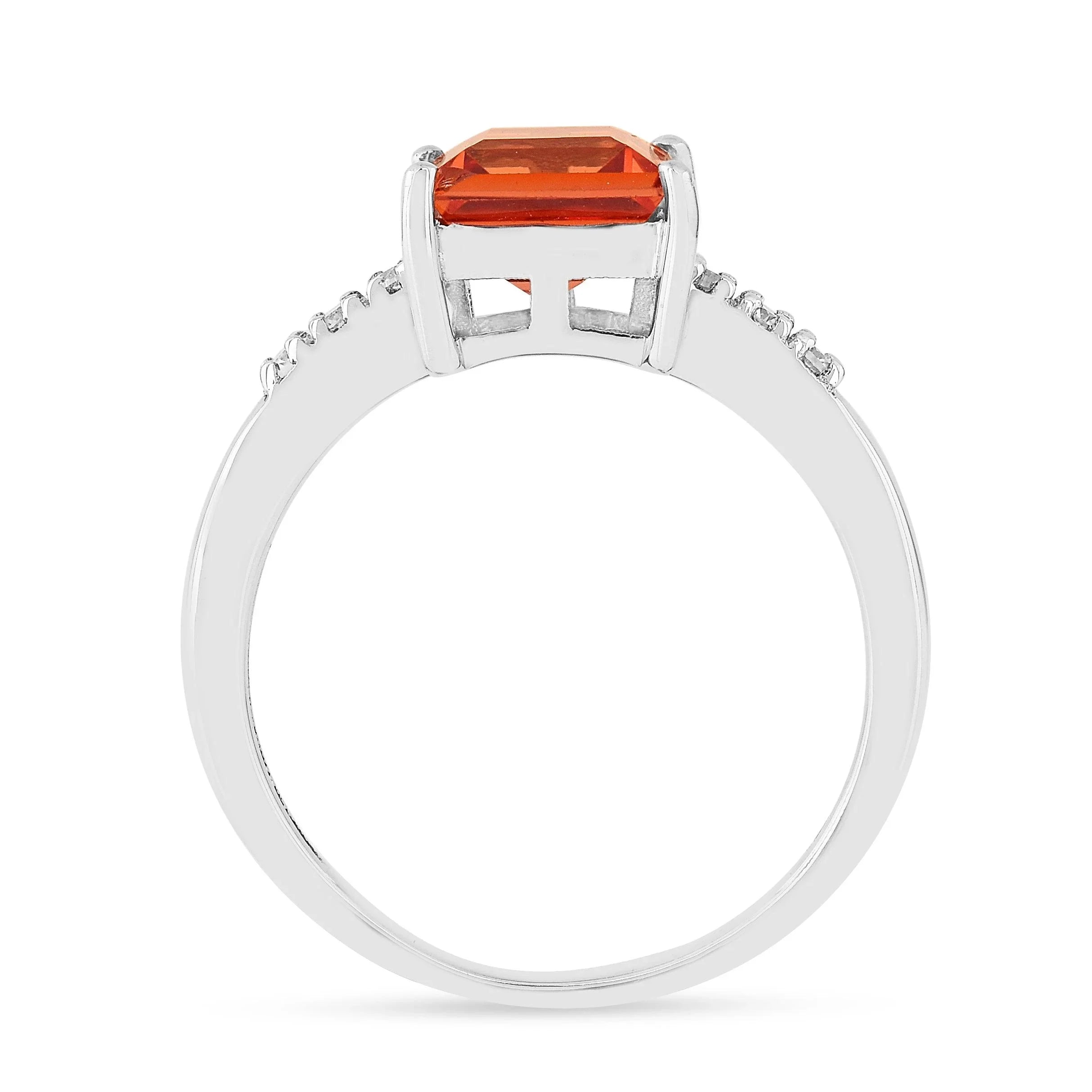 Peach Sapphire Square Ring - Fine Diamond