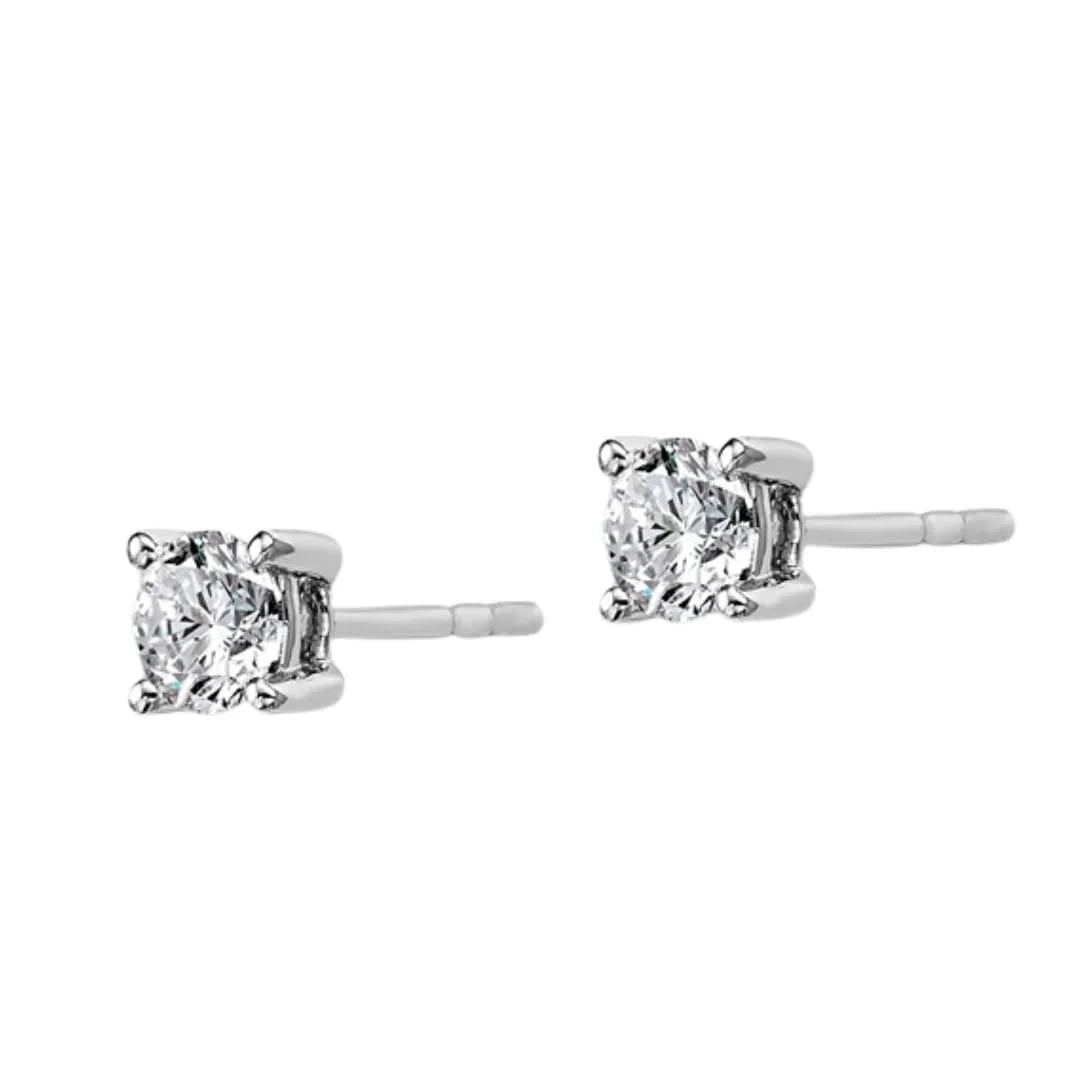14K White Gold Round Lab Grown Diamond Stud Earrings - Fine Diamond
