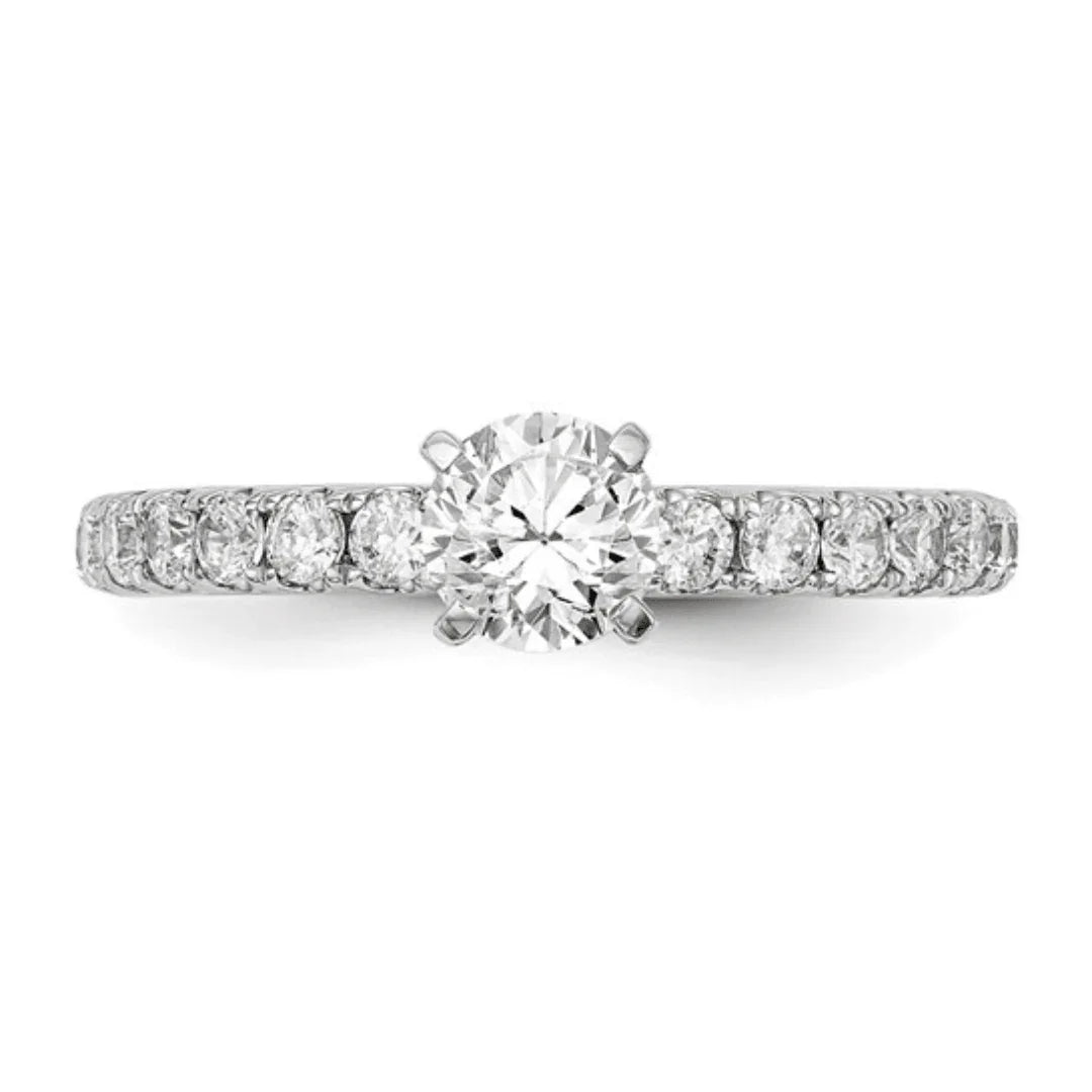 14K White Gold Lab Diamond Solitaire Pave Ring - Fine Diamond