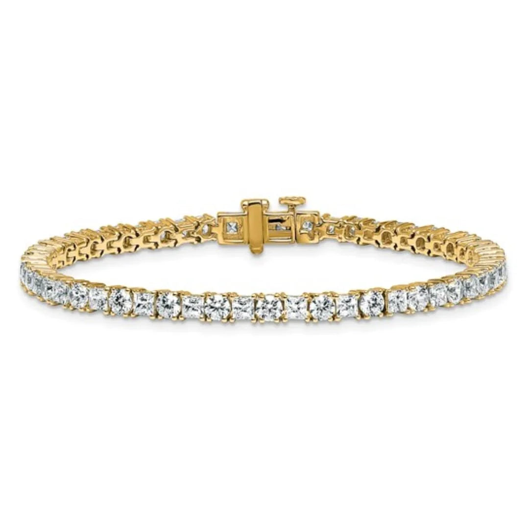 14k Yellow Gold 7 Carat Lab Diamond Tennis Bracelet - Fine Diamond