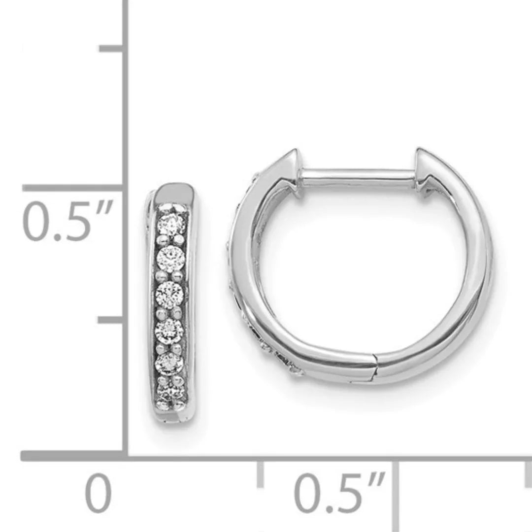 14k White Gold Diamond Hinged Hoop Earrings - Fine Diamond
