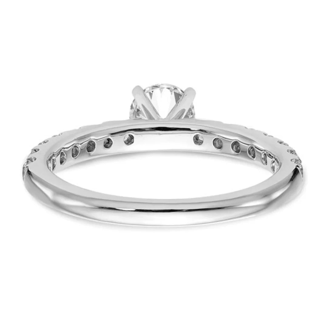 14K White Gold Lab Diamond Solitaire Pave Ring - Fine Diamond