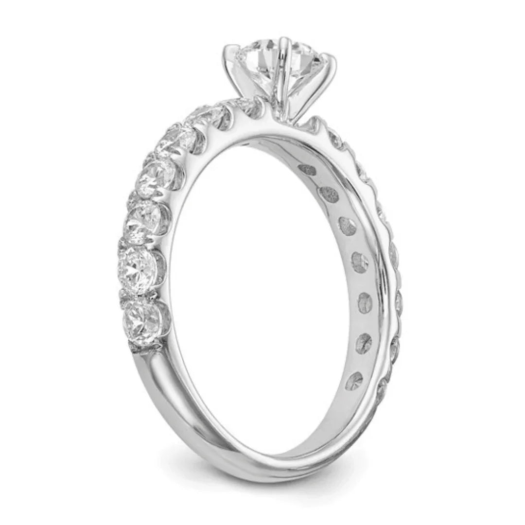 14K White Gold Lab Diamond Solitaire Pave Ring - Fine Diamond