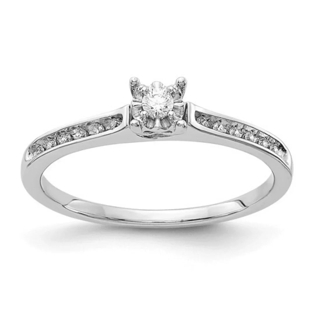 14K White Gold Solitaire Diamond Wedding Ring - Fine Diamond