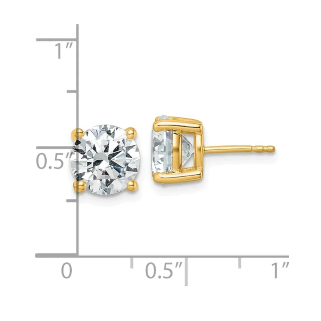 14K Yellow Gold Lab Grown Diamond Round Shaped Stud Earrings - Fine Diamond