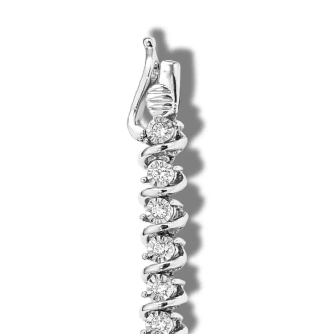 14k White Gold Lab Diamond S-link Tennis Bracelet - Fine Diamond