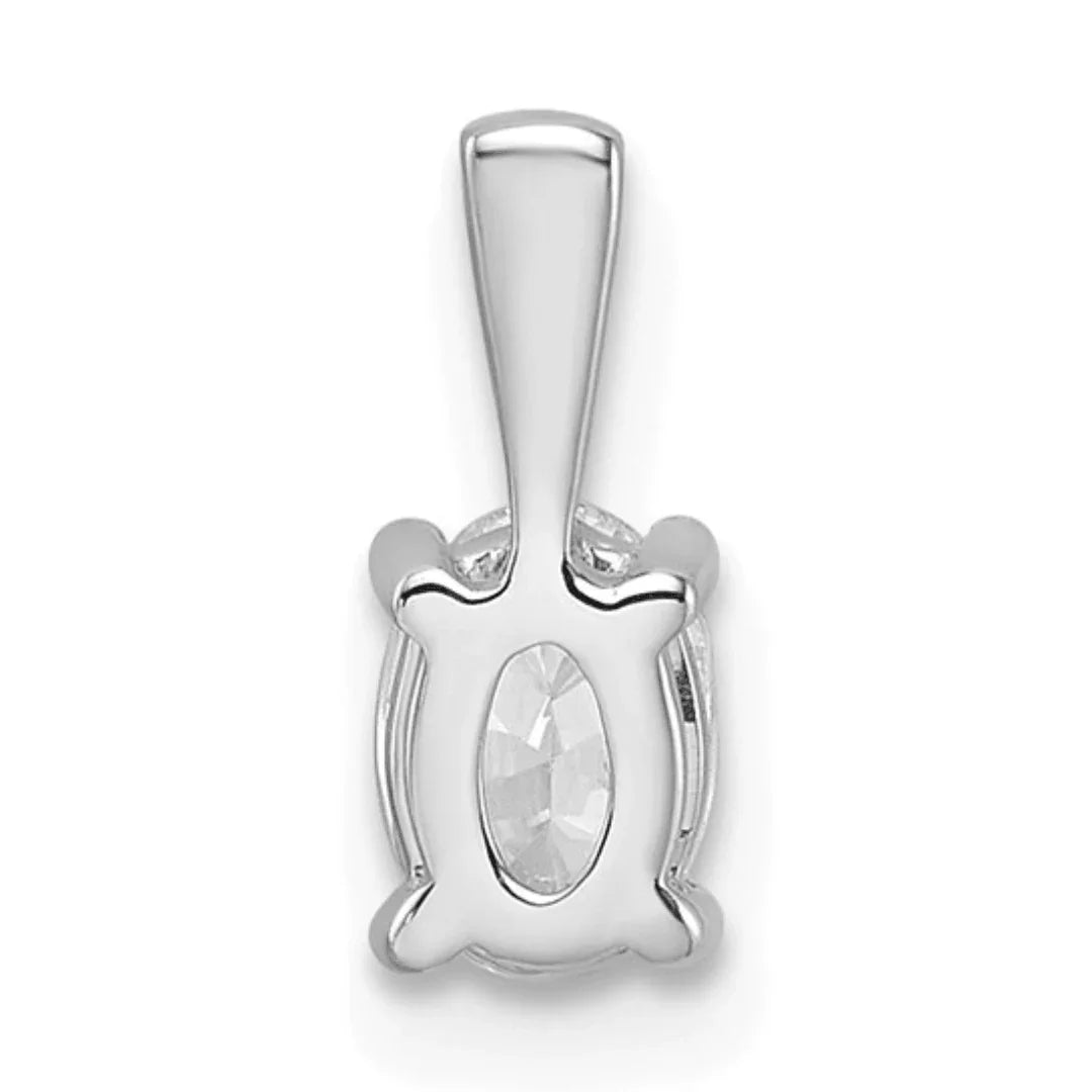 14K White Gold Lab Grown Diamond Oval Solitaire Pendant - Fine Diamond