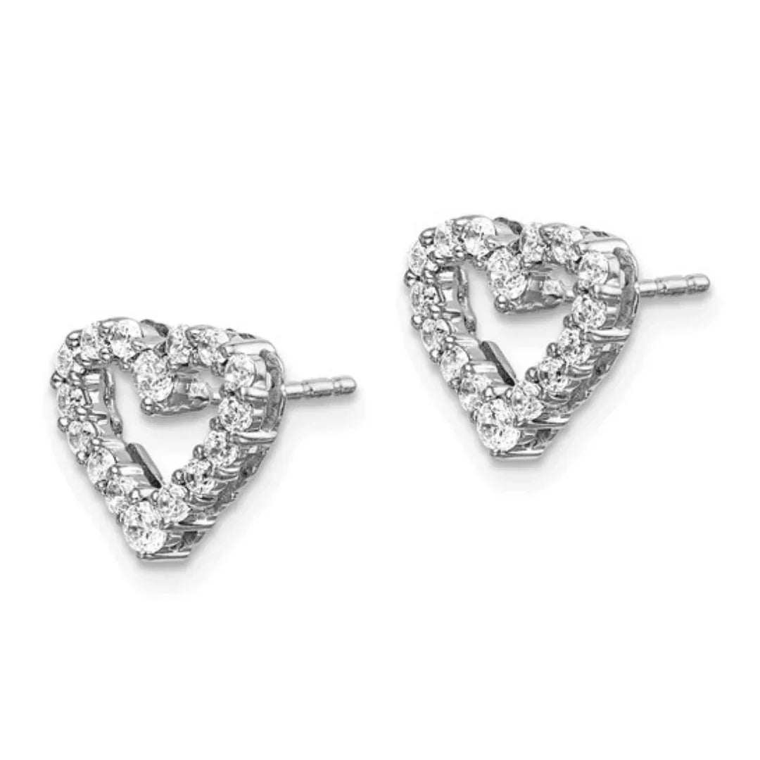 10K White Gold Lab Grown Diamond Heart Stud Earrings - Fine Diamond