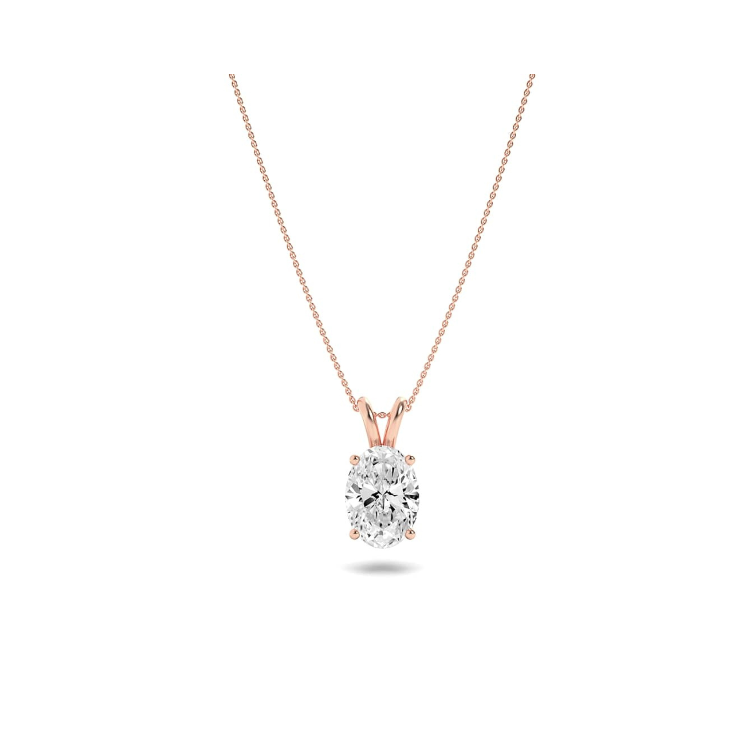 3.0 Ct Oval Lab Grown Diamond (F/VS) Prong 14K Rose Gold Split Bale Solitaire Pendant Necklace