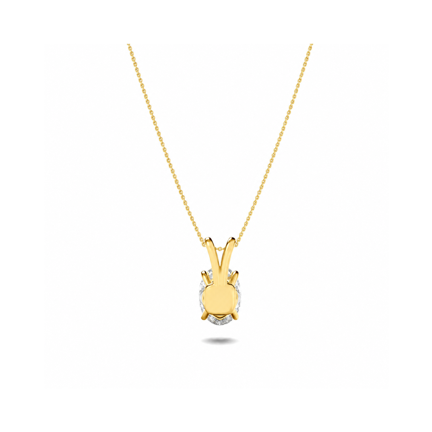 1.0 Ct Oval Lab Grown Diamond (F/VS) Prong 14K Yellow Gold Split Bale Solitaire Pendant Necklace