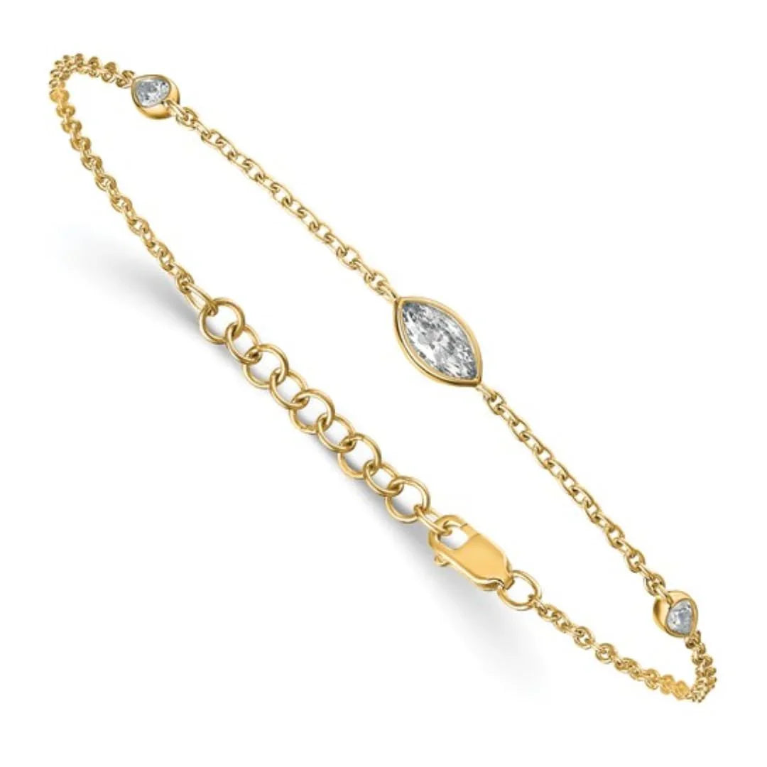 14K Yellow Gold 1/2 carat Lab Grown Diamond Cable Bracelet - Fine Diamond