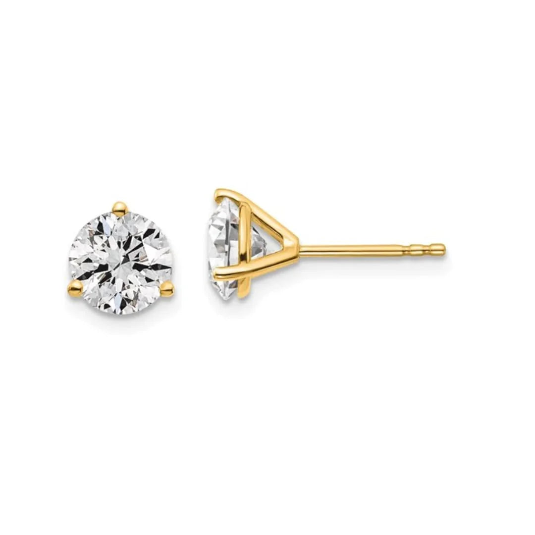 14K Yellow Gold Lab Grown Diamond Round Shaped Stud Earrings - Fine Diamond