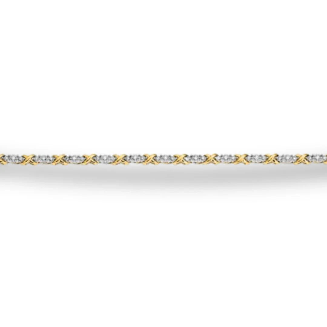 14k Two-Tone 1/2 carat Lab Grown Diamond X Fancy Bracelet - Fine Diamond