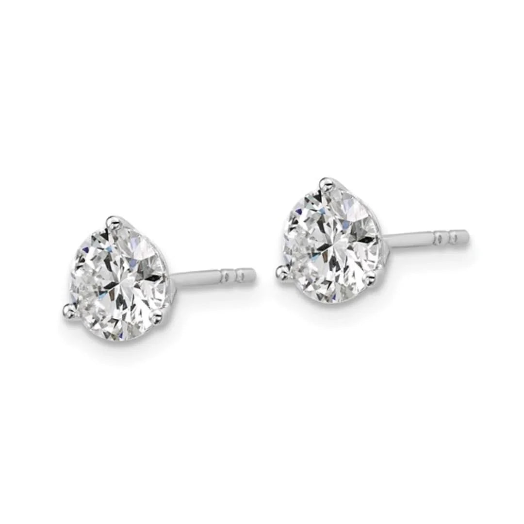 14K White Gold Round Shape Lab Grown Diamond Stud Earrings - Fine Diamond