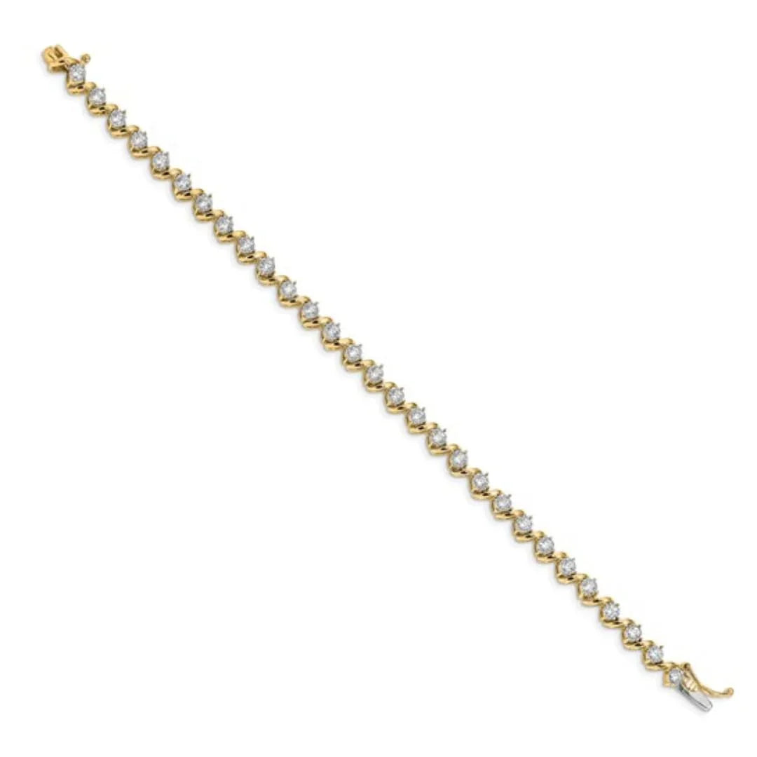 14k Yellow Gold Lab Grown Diamond Fancy Tennis Bracelet - Fine Diamond