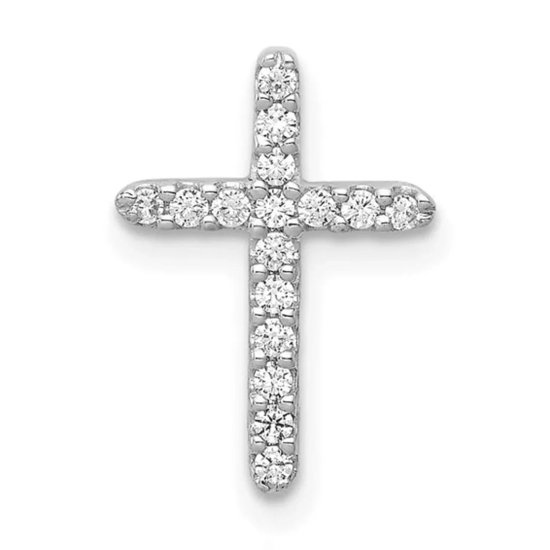 14K White Gold Lab Diamond Cross Pendant - Fine Diamond
