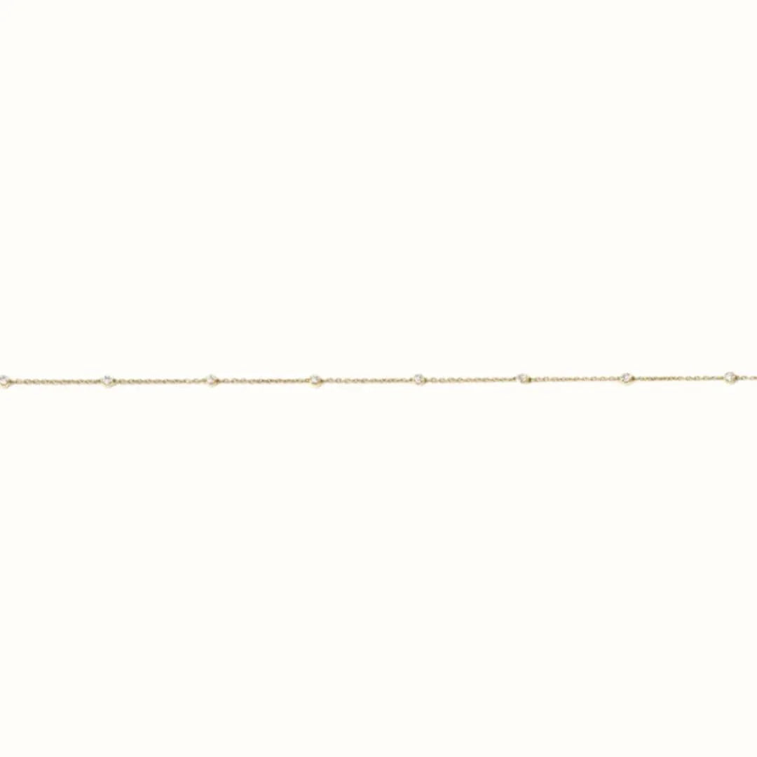 14K Yellow Gold Lab Grown Diamond Station Bracelet - Fine Diamond