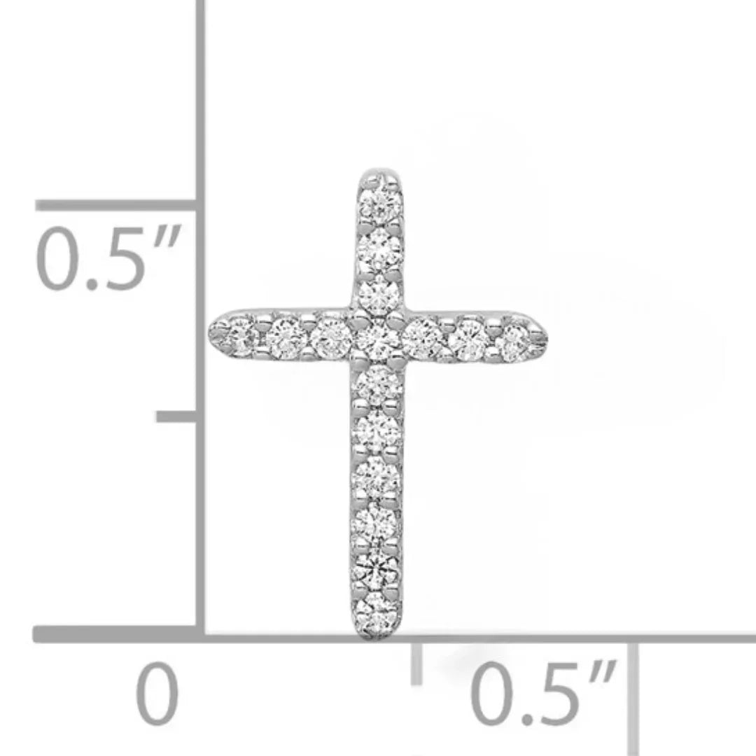 14K White Gold Lab Diamond Cross Pendant - Fine Diamond