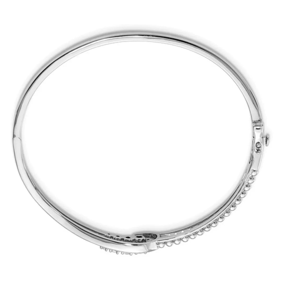 14k White Gold 1/2 carat Lab Grown Diamond Swirl Bangle Bracelet - Fine Diamond