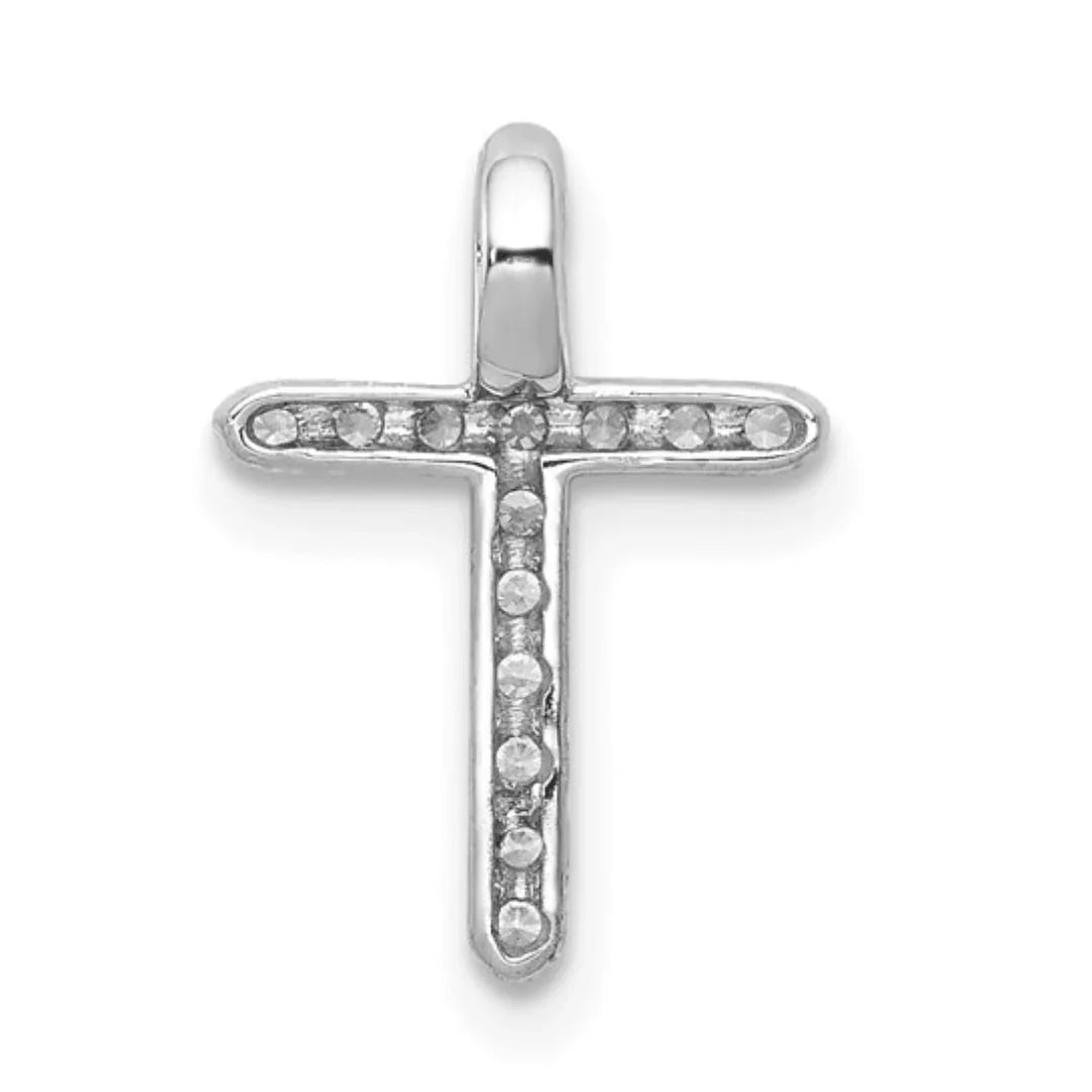 14K White Gold Lab Diamond Cross Pendant - Fine Diamond