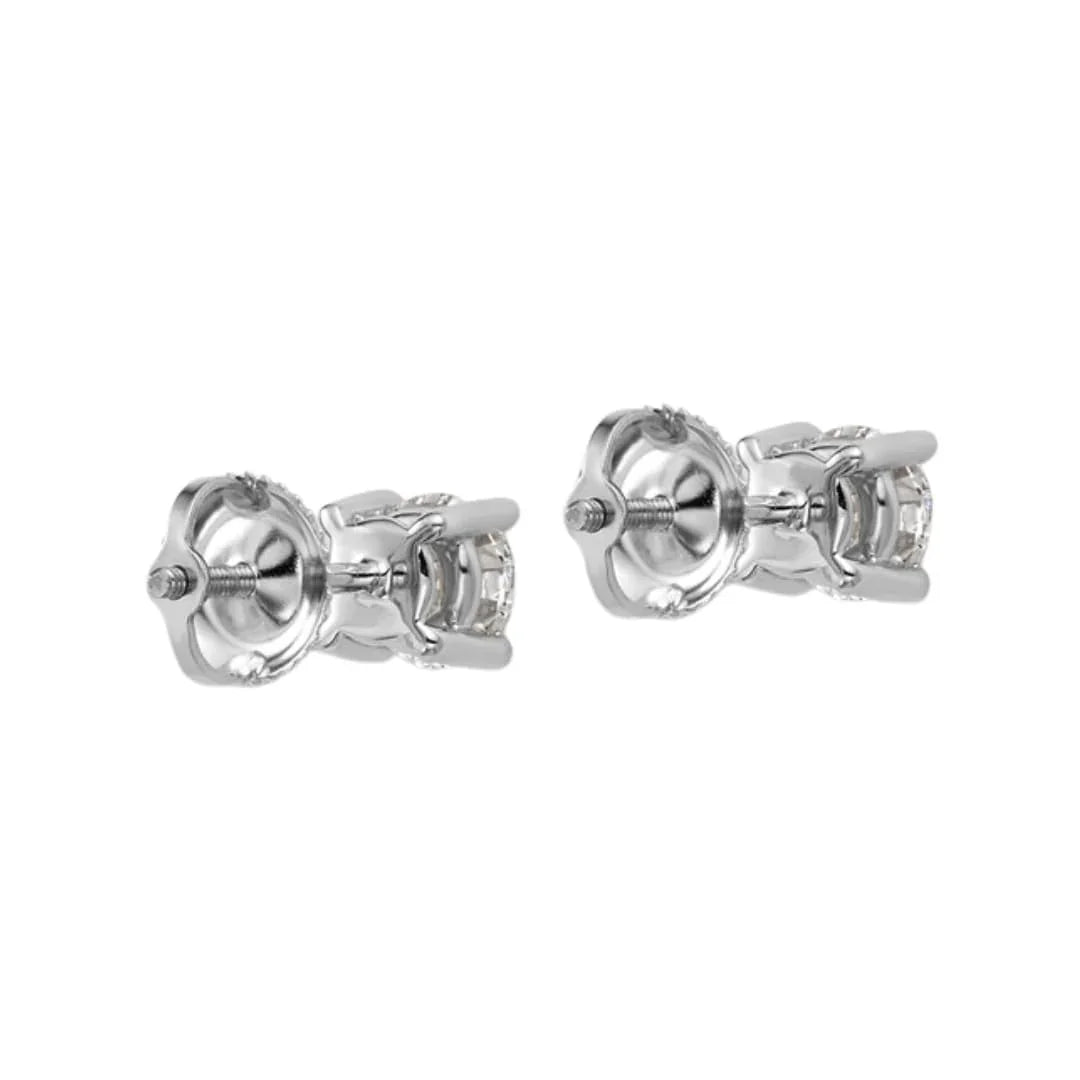 14K White Gold Lab Grown Diamond Round Shaped Stud Earrings - Fine Diamond