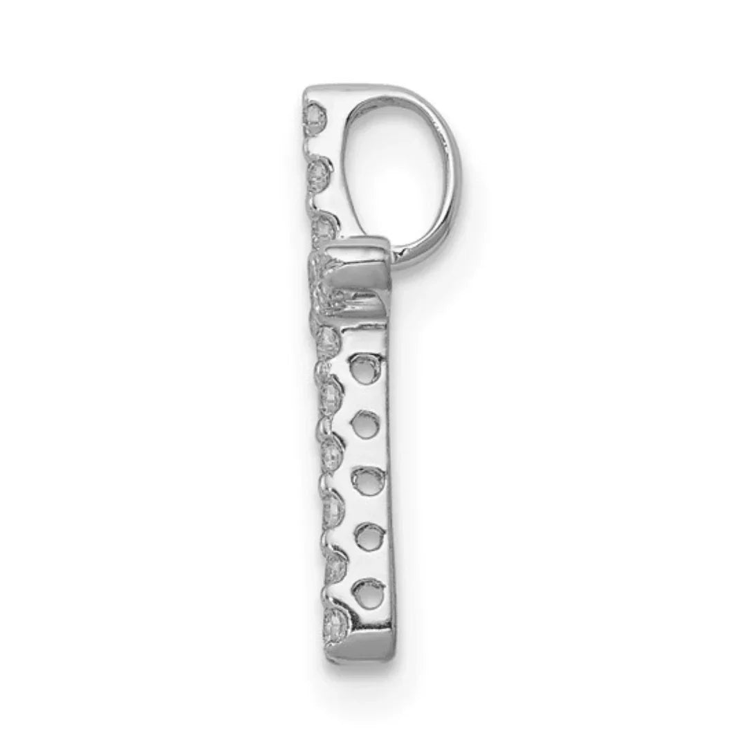 14K White Gold Lab Diamond Cross Pendant - Fine Diamond
