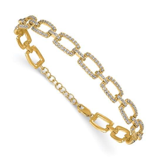 14k Yellow Gold 5/8 Carat Lab Grown Diamond Link Bracelet - Fine Diamond