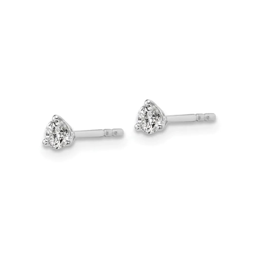 14K White Gold Round Lab Grown Diamond Stud Earrings - Fine Diamond