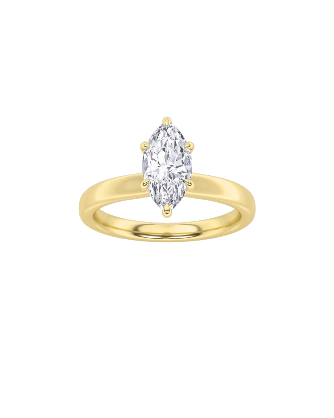 14K Yellow Gold Lab Grown Diamond Marquise Solitaire Ring 2.9 Carat